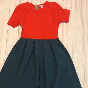 LuLaRoe Amelia Size L Red and Blue Dress